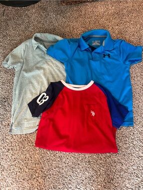 U.S. Polo Assn. Red Polo Tee with Navy Sleeves